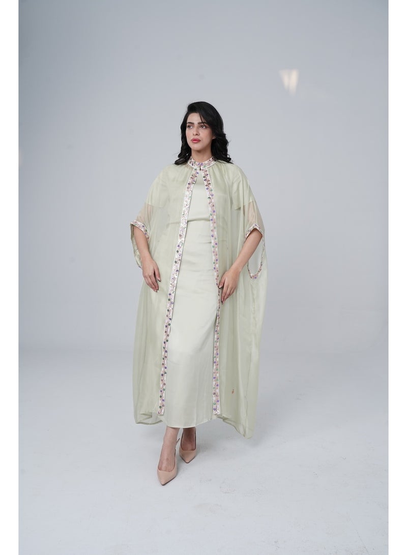 Obaha Chiffon jalabiya with rose embroidery - Image 1